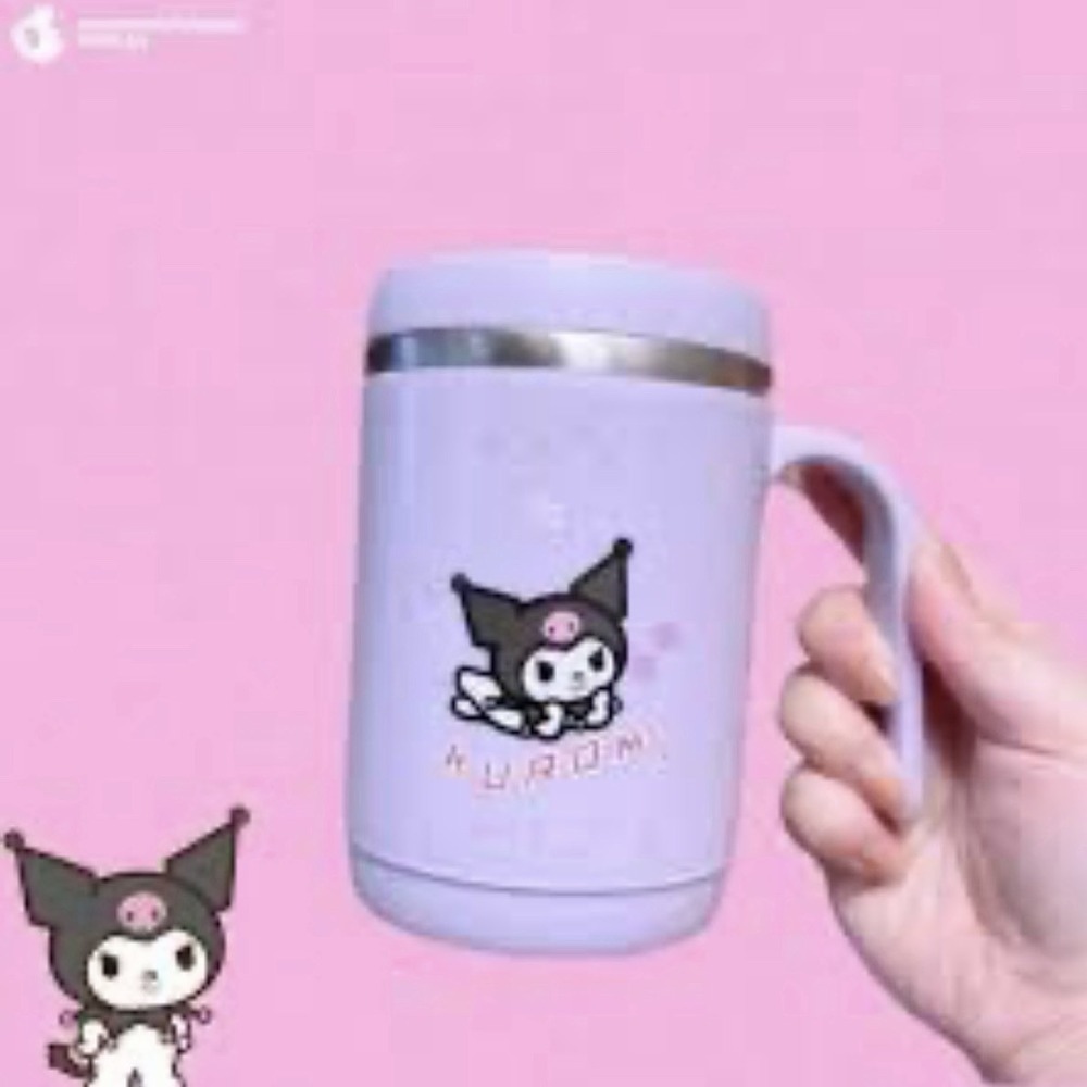 Sanrio Kuromi Stainless Mug Cup Handle Lid double structure  10 Oz/300ml